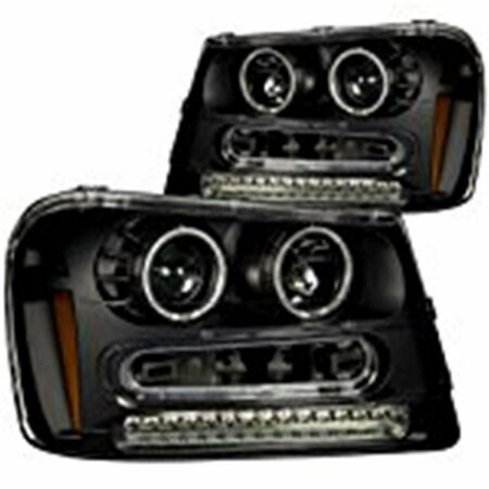 KENTO GEAR 2002 - 2009 Trailblazer Headlights Black Projectors with CFL Halo Lamp - Clear KE3640918